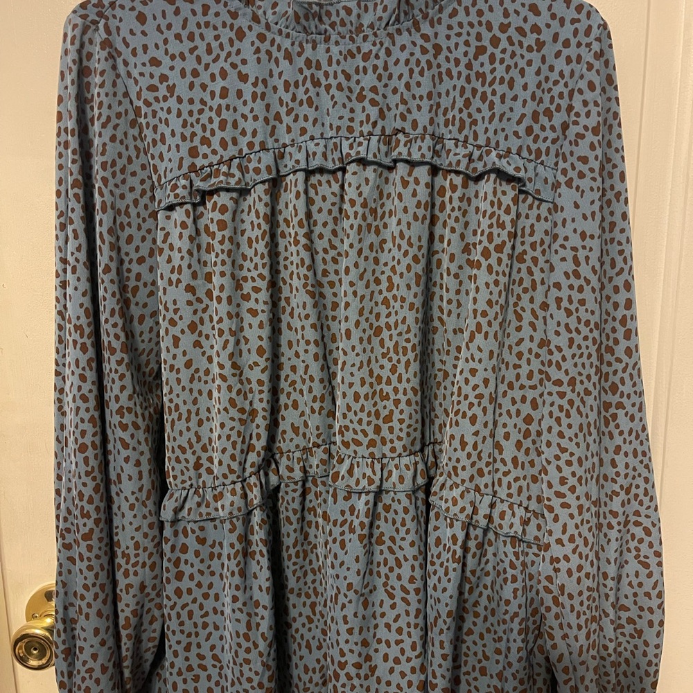 Blue and Brown Women's Blouse